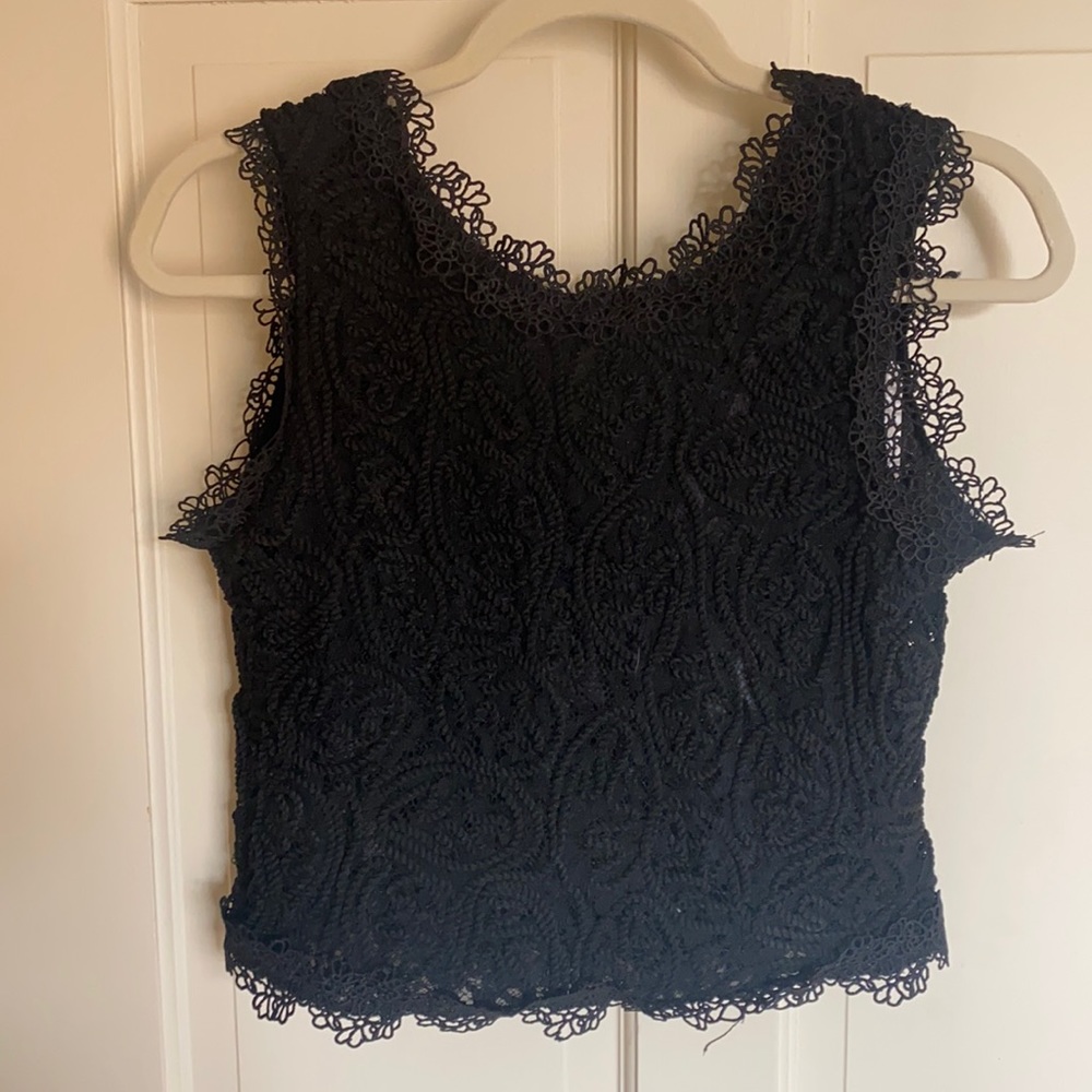 Black lace crop top with back zipper